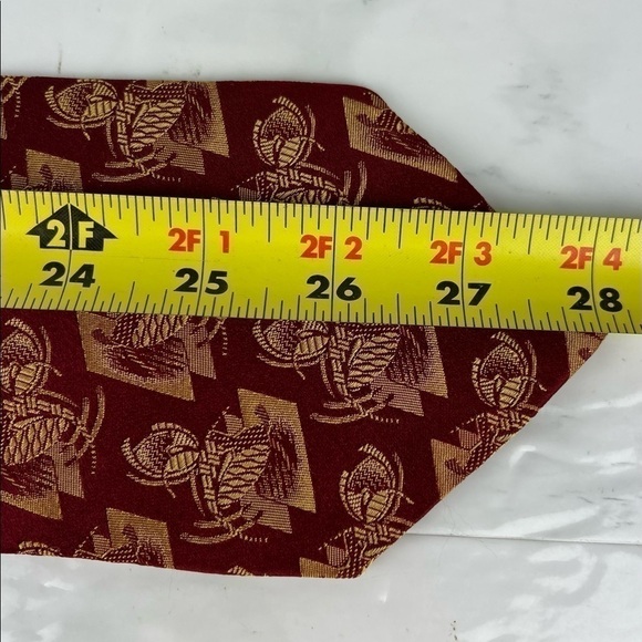 Audrey Buckner Mens Necktie Tie Burgundy Red Gold 100% European Silk Made In USA - Picture 5 of 8